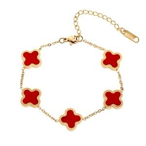 Clover Bracelet red 18k plated stainless steel red